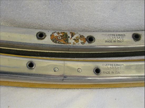 Ruote Campagnolo Record 1035, flangia alta, con cerchi Fiamme Sprint.