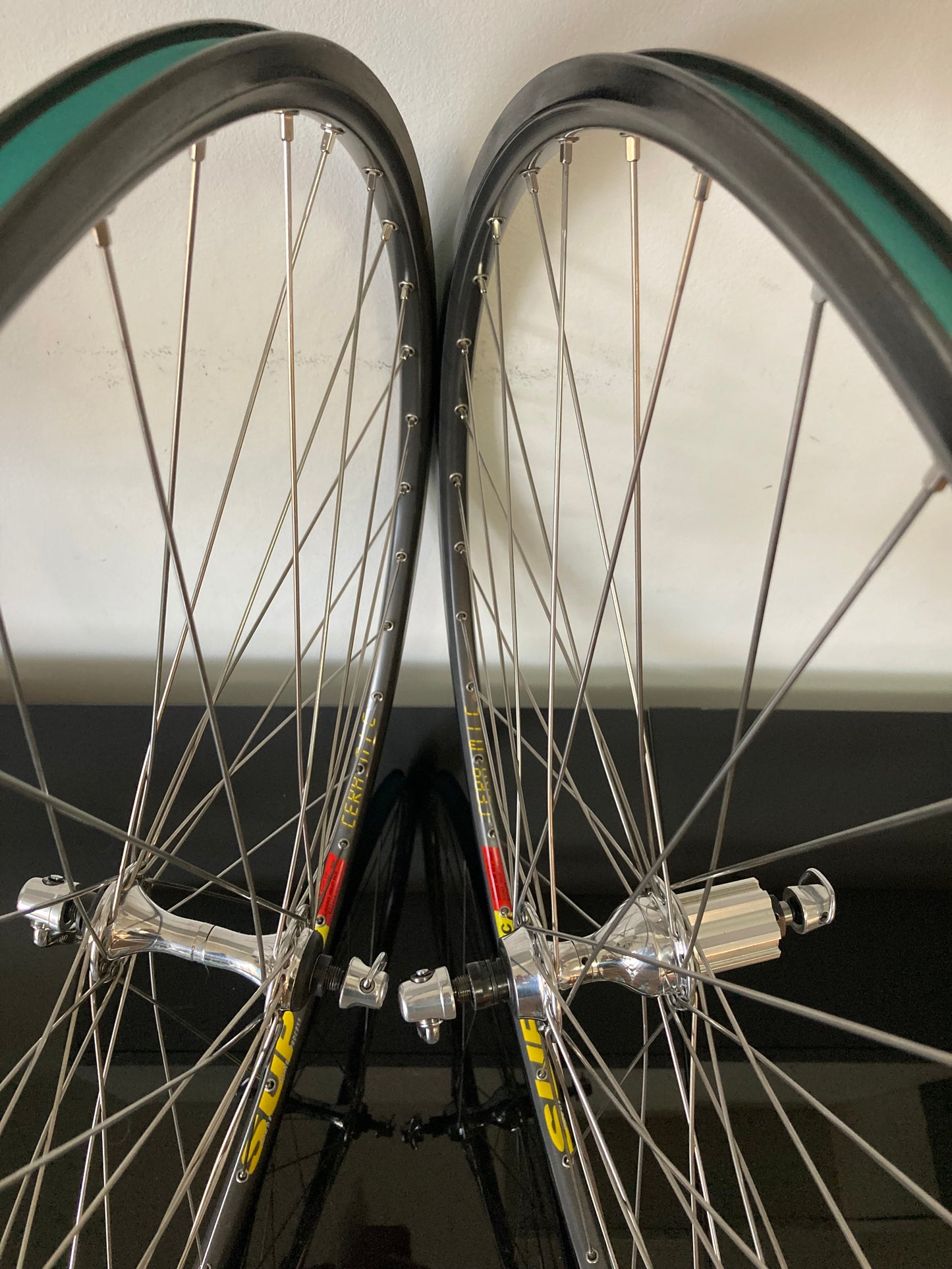 Ruote Campagolo Record 9-10-11v, cerchi Mavic Open S.U.P. CD Ceramic. Per copertoncino.