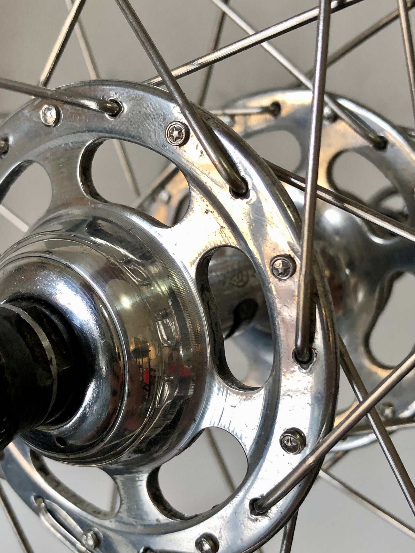 Ruote Campagnolo Record 1035, flangia alta, con cerchi Fiamme Sprint.