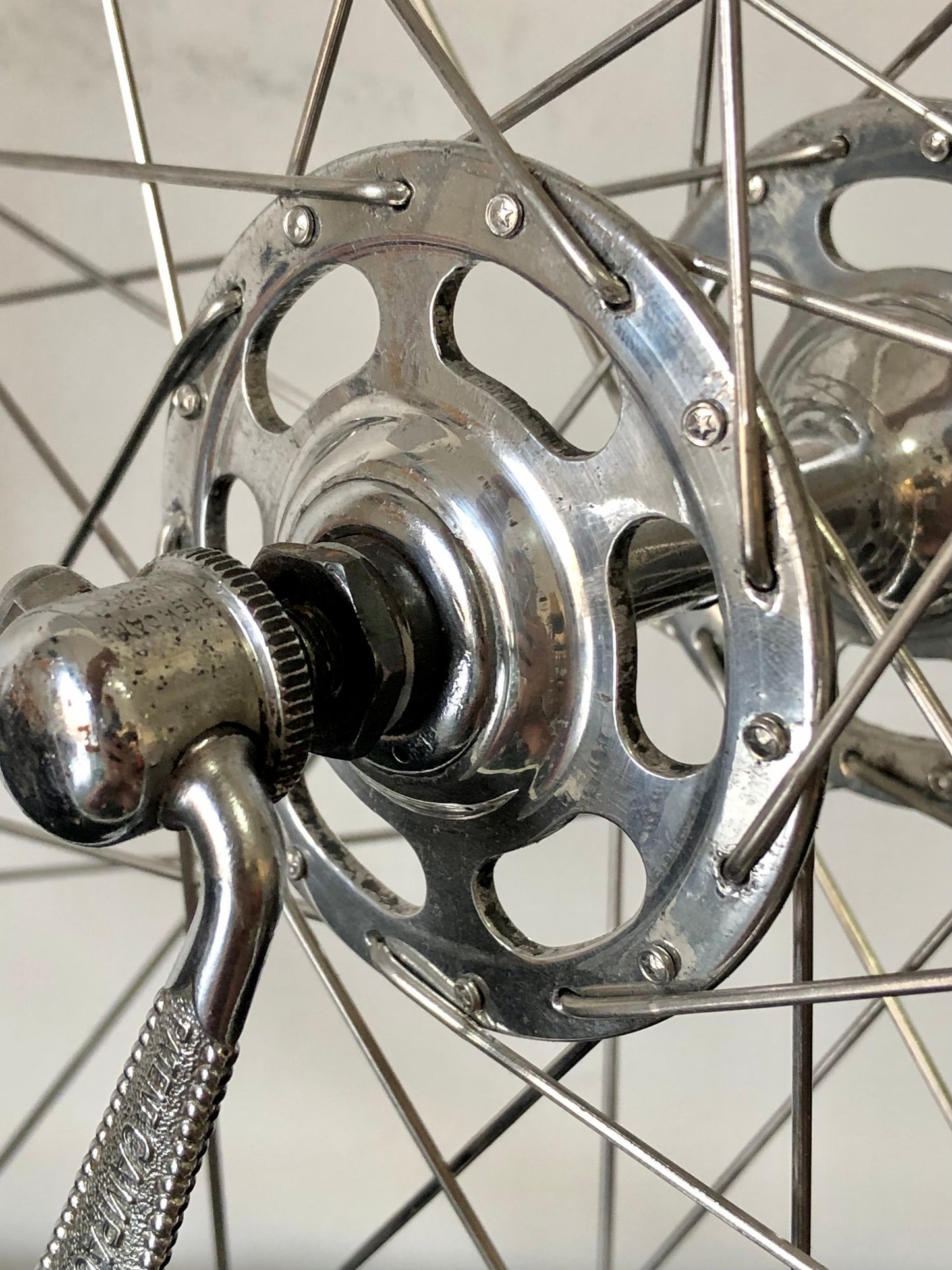 Ruote Campagnolo Record 1035, flangia alta, con cerchi Fiamme Sprint.