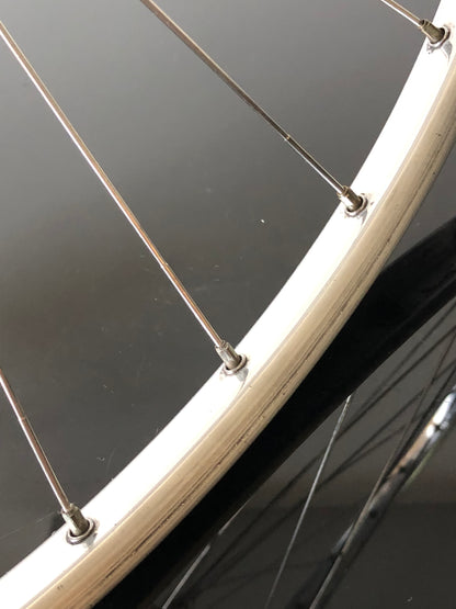 Ruote Campagnolo Record 1035, flangia alta, con cerchi Fiamme Sprint.