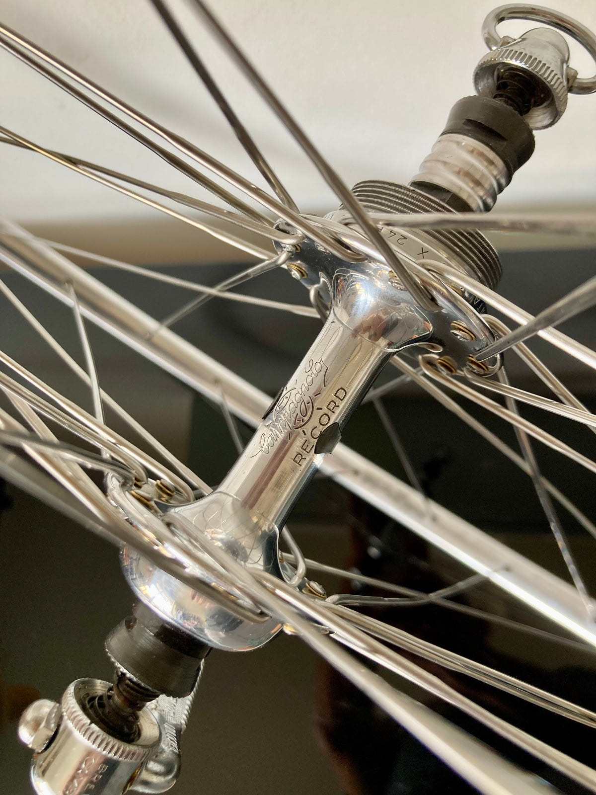 Ruote da corsa Campagnolo Record, cerchi Nisi per tubolare, con raggi Aeralpina.