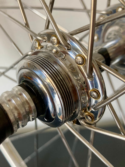 Ruote da corsa Campagnolo Record, cerchi Nisi per tubolare, con raggi Aeralpina.