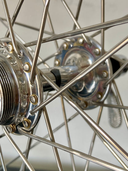 Ruote da corsa Campagnolo Record, cerchi Nisi per tubolare, con raggi Aeralpina.