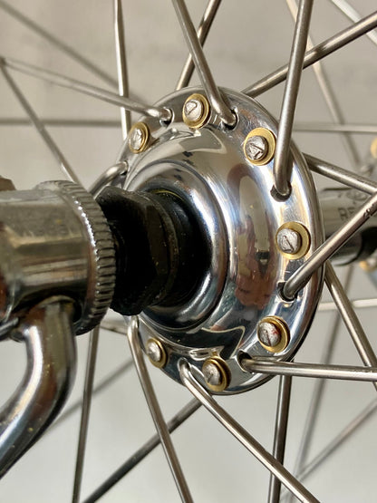 Ruote da corsa Campagnolo Record, cerchi Nisi per tubolare, con raggi Aeralpina.