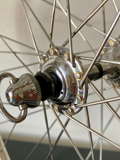 Ruote da corsa Campagnolo Record, cerchi Nisi per tubolare, con raggi Aeralpina.
