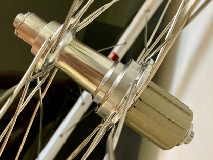 Ruote da corsa Campagnolo Barcelona '92, su mozzi Bitex. Corpetto Shimano 8-9-10v