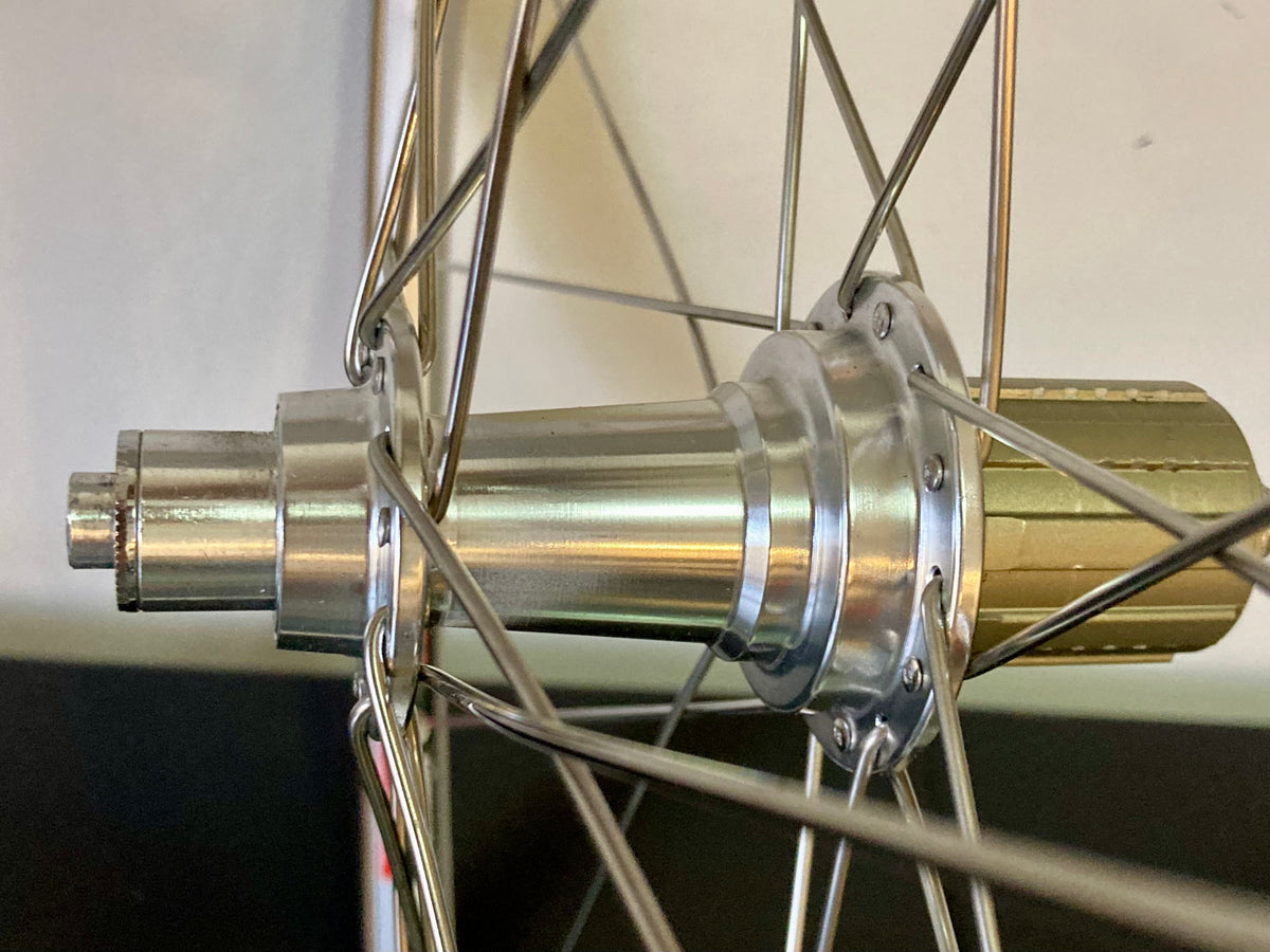 Ruote da corsa Campagnolo Barcelona '92, su mozzi Bitex. Corpetto Shimano 8-9-10v