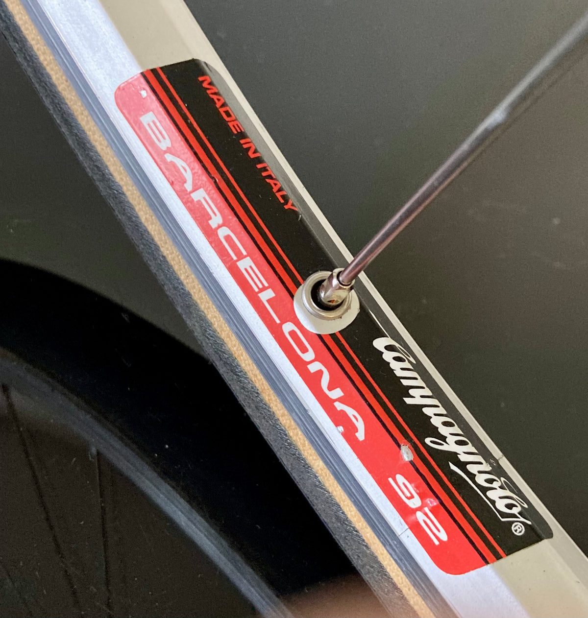 Ruote da corsa Campagnolo Barcelona '92, su mozzi Bitex. Corpetto Shimano 8-9-10v