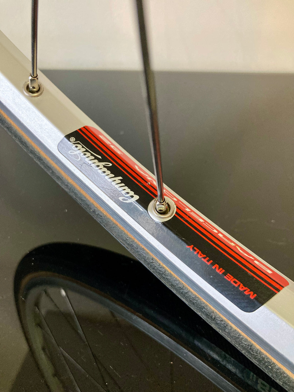 Ruote da corsa Campagnolo Barcelona '92, su mozzi Bitex. Corpetto Shimano 8-9-10v