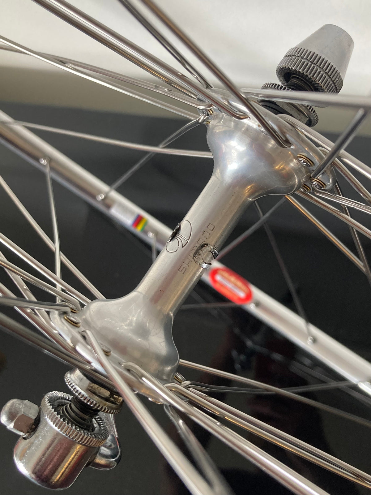 Ruote Dura-Ace EX 7206, cerchi Super Champion. 6v Uniglide. Team Flandria.