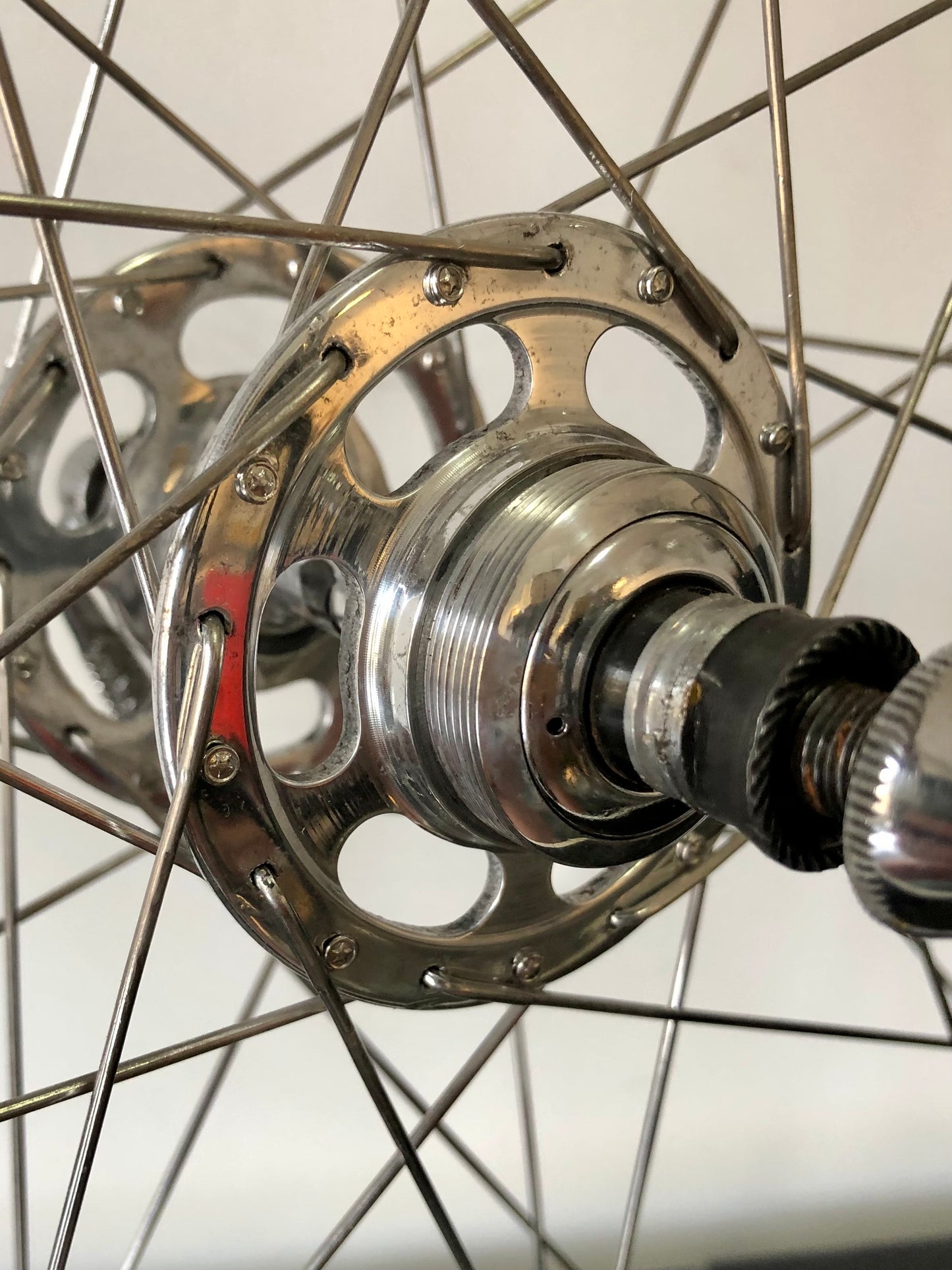 Ruote Campagnolo Record 1035, flangia alta, con cerchi Fiamme Sprint.