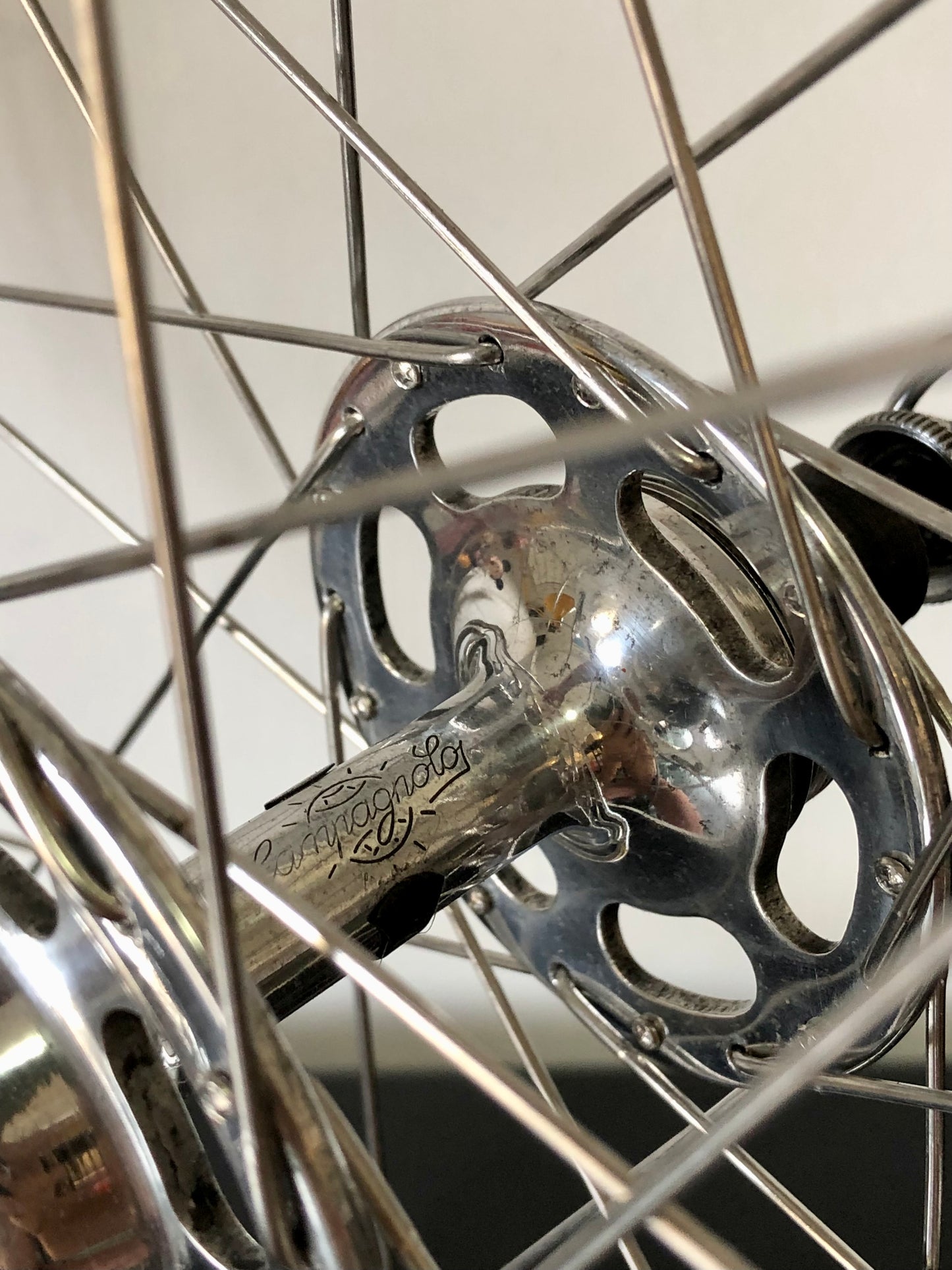Ruote Campagnolo Record 1035, flangia alta, con cerchi Fiamme Sprint.