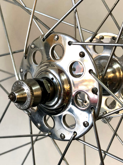 Ruote Campagnolo con mozzi Nuovo Tipo a flangia alta e cerchi Nisi. 700c tubolari.