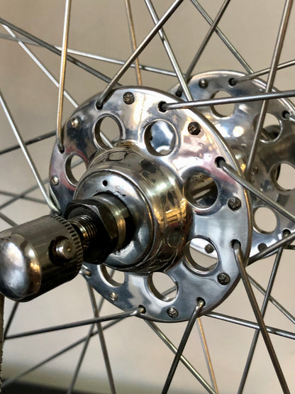 Ruote Campagnolo con mozzi Nuovo Tipo a flangia alta e cerchi Nisi. 700c tubolari.