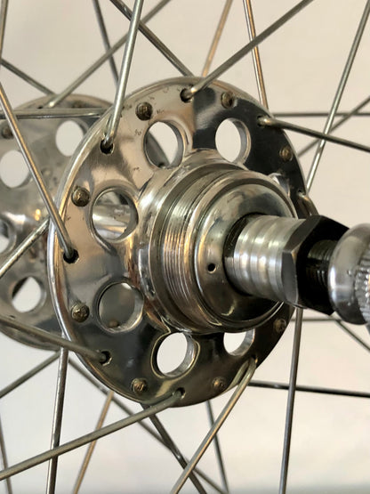 Ruote Campagnolo con mozzi Nuovo Tipo a flangia alta e cerchi Nisi. 700c tubolari.