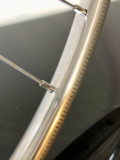 Ruote Campagnolo con mozzi Nuovo Tipo a flangia alta e cerchi Nisi. 700c tubolari.