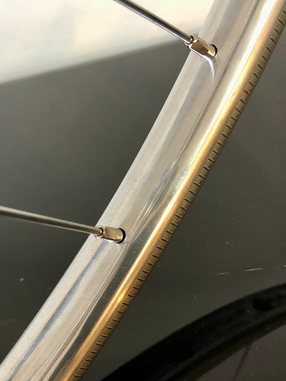 Ruote Campagnolo con mozzi Nuovo Tipo a flangia alta e cerchi Nisi. 700c tubolari.