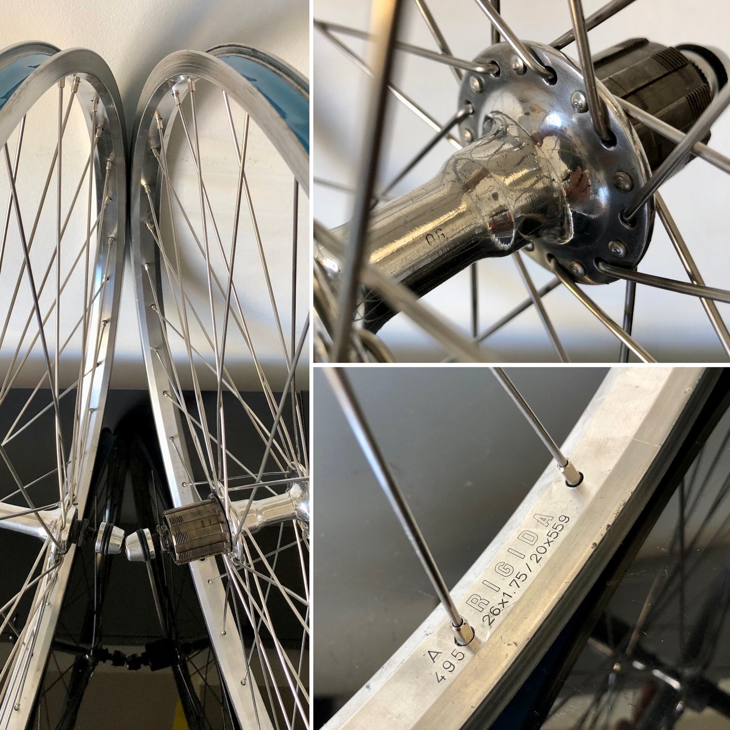 Ruote MTB 26". Mozzi Shimano Exage, cerchi Rigida A 495.